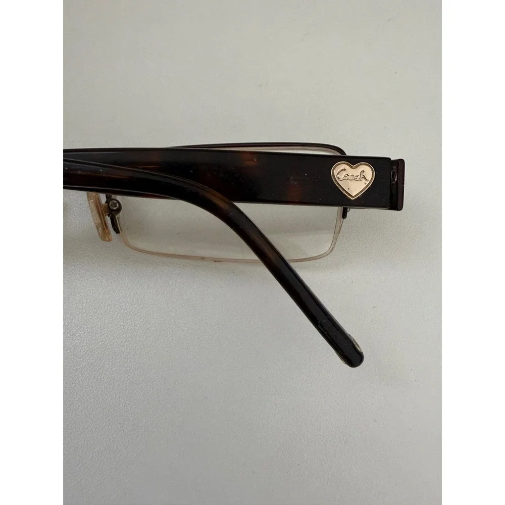 Coach Vera 232 Tortoise Shell Eyeglasses Semi Rimless Rectangular Frames Case